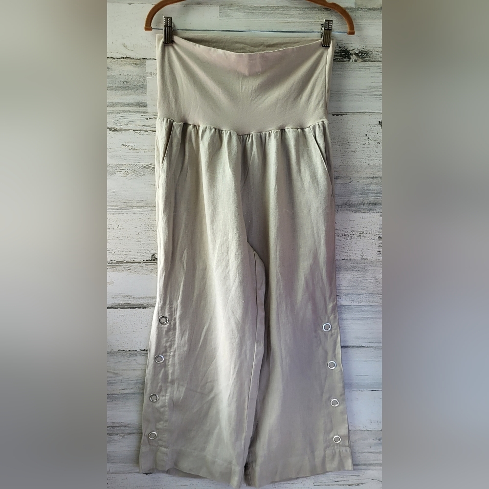 Elliott Lauren Tan linen maternity pants